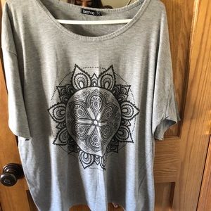 BOOHOO mandala oversized shirt